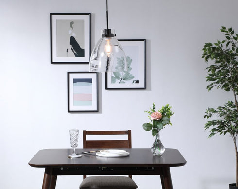 Elegant Lighting Frey 1 light in Black and Clear glass pendant Model: LD5029D11BK