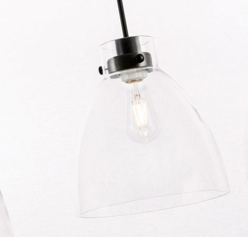 Elegant Lighting Frey 1 light in Black and Clear glass pendant Model: LD5029D11BK