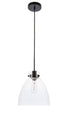 Elegant Lighting Frey 1 light in Black and Clear glass pendant Model: LD5029D11BK