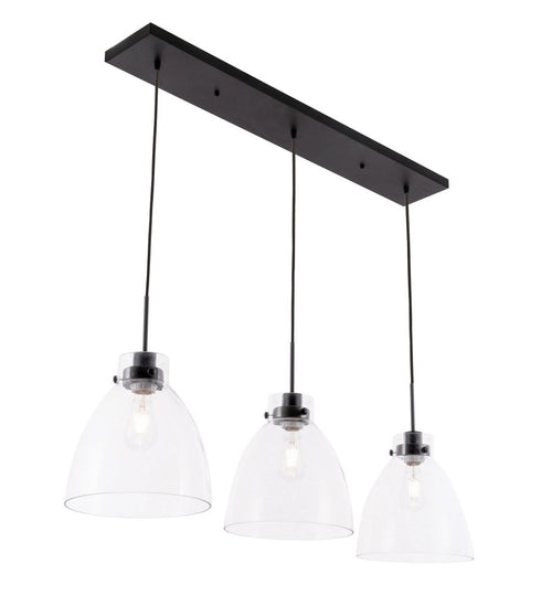 Elegant Lighting Frey 3 light in Black and Clear glass pendant Model: LD5030D42BK