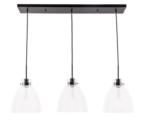Elegant Lighting Frey 3 light in Black and Clear glass pendant Model: LD5030D42BK