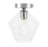 Elegant Lighting Gene 1 light in Black and Clear glass Flush mount Model: LD2254BK