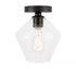 Elegant Lighting Gene 1 light in Black and Clear glass Flush mount Model: LD2254BK