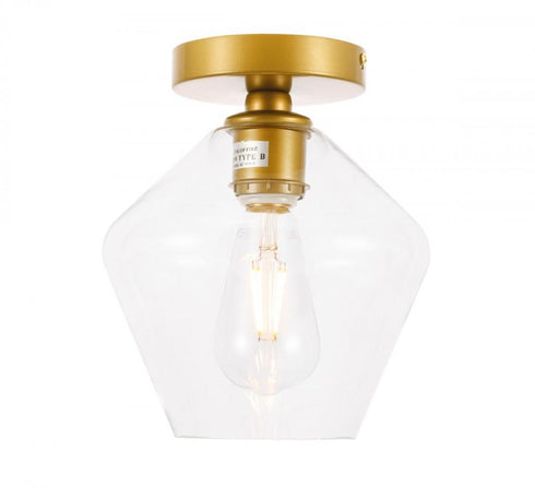 Elegant Lighting Gene 1 light in Black and Clear glass Flush mount Model: LD2254BK