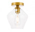 Elegant Lighting Gene 1 light in Black and Clear glass Flush mount Model: LD2254BK