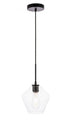 Elegant Lighting Gene 1 light in Black and Clear glass pendant Model: LD2256BK