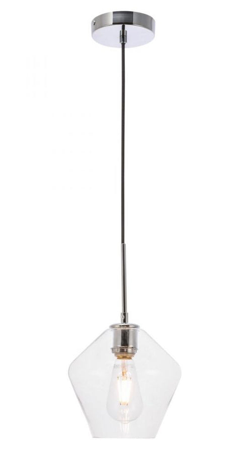 Elegant Lighting Gene 1 light in Black and Clear glass pendant Model: LD2256BK
