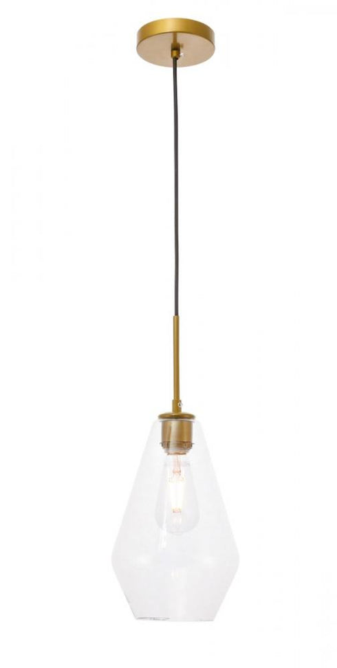 Elegant Lighting Gene 1 light in Black and Clear glass pendant Model: LD2260BK