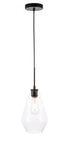 Elegant Lighting Gene 1 light in Black and Clear glass pendant Model: LD2260BK