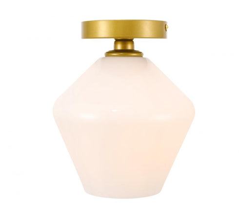 Elegant Lighting Gene 1 light in Black and Frosted white glass Flush mount Model: LD2255BK