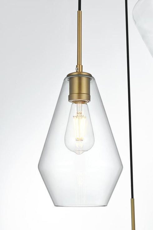 Elegant Lighting Gene 17.5 inch Pendant Clear Shade in Satin Gold in Satin Gold and Clear Finish Model: LD2268SG