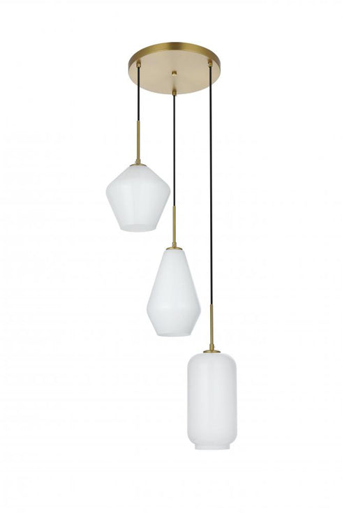 Elegant Lighting Gene 17.5 inch Pendant Frosted White in Satin Gold in Satin Gold and Frosted White Finish Model: LD2269SG