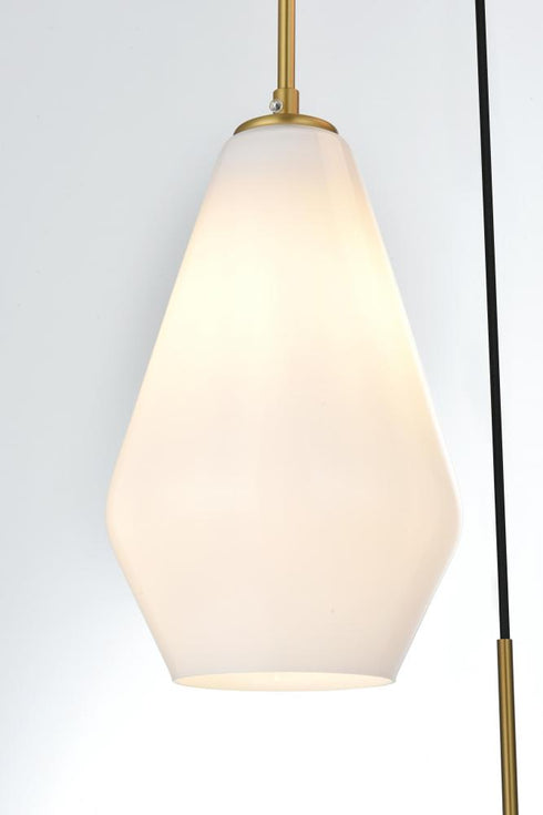 Elegant Lighting Gene 17.5 inch Pendant Frosted White in Satin Gold in Satin Gold and Frosted White Finish Model: LD2269SG