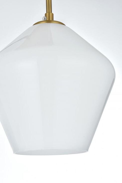 Elegant Lighting Gene 17.5 inch Pendant Frosted White in Satin Gold in Satin Gold and Frosted White Finish Model: LD2269SG