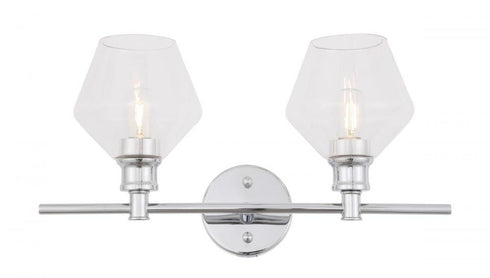 Elegant Lighting Gene 2 light in Black and Clear glass Wall sconce Model: LD2312BK
