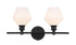 Elegant Lighting Gene 2 light in Black and Frosted white glass Wall sconce Model: LD2313BK
