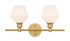 Elegant Lighting Gene 2 light in Black and Frosted white glass Wall sconce Model: LD2313BK