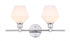 Elegant Lighting Gene 2 light in Black and Frosted white glass Wall sconce Model: LD2313BK