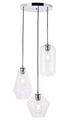 Elegant Lighting Gene 3 light in Black and Clear glass pendant Model: LD2268BK