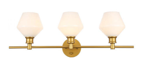 Elegant Lighting Gene 3 light in Black and Frosted white glass Wall sconce Model: LD2317BK