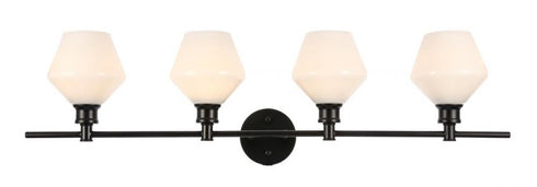 Elegant Lighting Gene 4 light in Black and Frosted white glass Wall sconce Model: LD2321BK