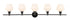 Elegant Lighting Gene 5 light in Black and Frosted white glass Wall sconce Model: LD2325BK