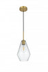 Elegant Lighting Gene 7 inch Pendant Clear Shade in Satin Gold in Satin Gold and Clear Finish Model: LD2260SG
