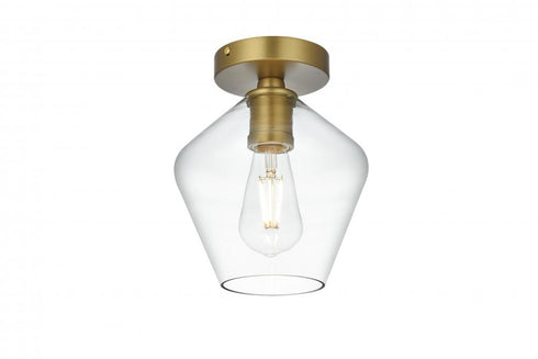Elegant Lighting Gene 8 inch Flush Mount Clear Shade in Satin Gold in Satin Gold and Clear Finish Model: LD2254SG