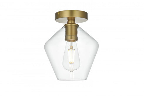 Elegant Lighting Gene 8 inch Flush Mount Clear Shade in Satin Gold in Satin Gold and Clear Finish Model: LD2254SG