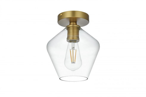Elegant Lighting Gene 8 inch Flush Mount Clear Shade in Satin Gold in Satin Gold and Clear Finish Model: LD2254SG