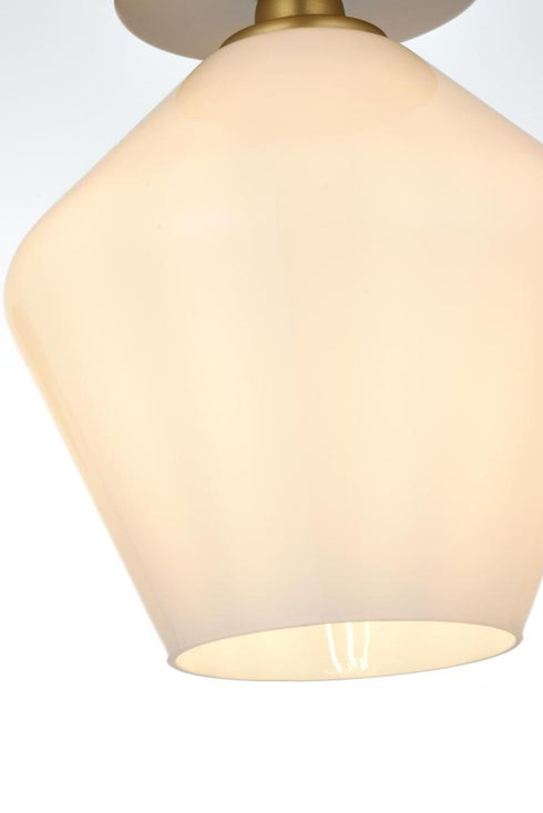 Elegant Lighting Gene 8 inch Flush Mount Frosted White Shade in Satin Gold in Satin Gold and Frosted White Finish Model: LD2255SG