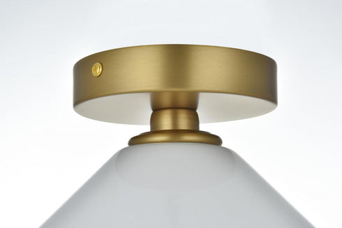 Elegant Lighting Gene 8 inch Flush Mount Frosted White Shade in Satin Gold in Satin Gold and Frosted White Finish Model: LD2255SG