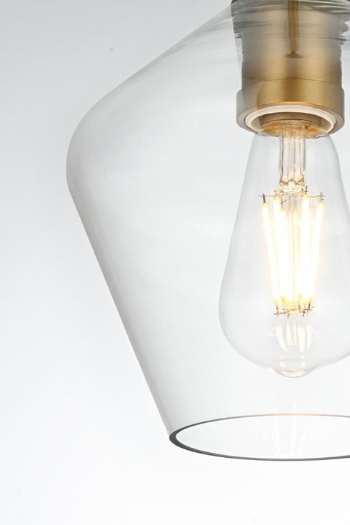 Elegant Lighting Gene 8 inch Pendant Clear Shade in Satin Gold in Satin Gold and Clear Finish Model: LD2256SG