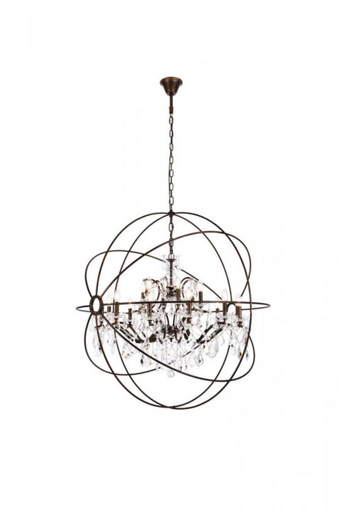 Elegant Lighting Geneva 18 light in Dark Bronze Chandelier Golden Teak (Smoky) Royal Cut crystal Model: 1130G43DB-GT/RC