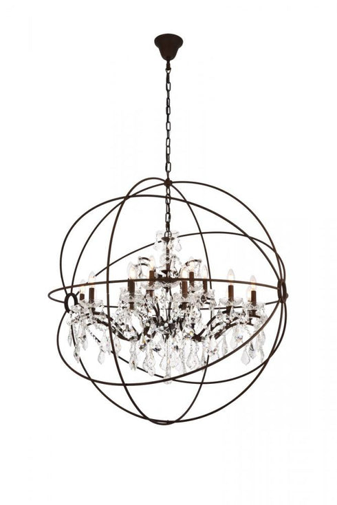 Elegant Lighting Geneva 18 light in Dark Bronze Chandelier Golden Teak (Smoky) Royal Cut crystal Model: 1130G43DB-GT/RC