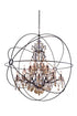 Elegant Lighting Geneva 25 light in Dark Bronze Chandelier Golden Teak (Smoky) Royal Cut crystal Model: 1130G60DB-GT/RC