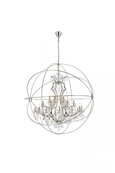Elegant Lighting Geneva 25 light in Dark Bronze Chandelier Golden Teak (Smoky) Royal Cut crystal Model: 1130G60DB-GT/RC