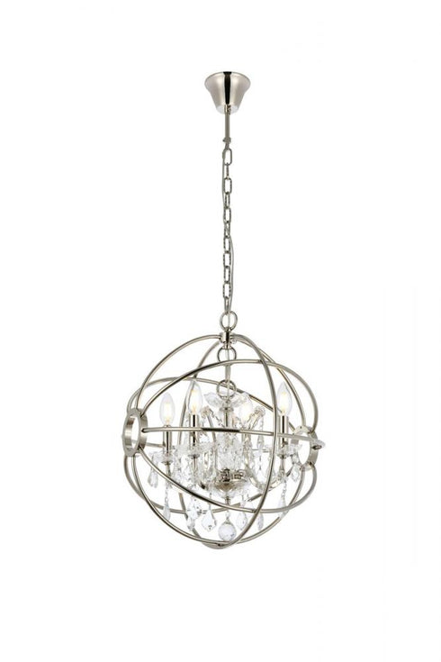 Elegant Lighting Geneva 4 light in Dark Bronze Pendant Golden Teak (Smoky) Royal Cut crystal Model: 1130D17DB-GT/RC