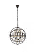 Elegant Lighting Geneva 5 light in Dark Bronze Pendant Golden Teak (Smoky) Royal Cut crystal Model: 1130D20DB-GT/RC