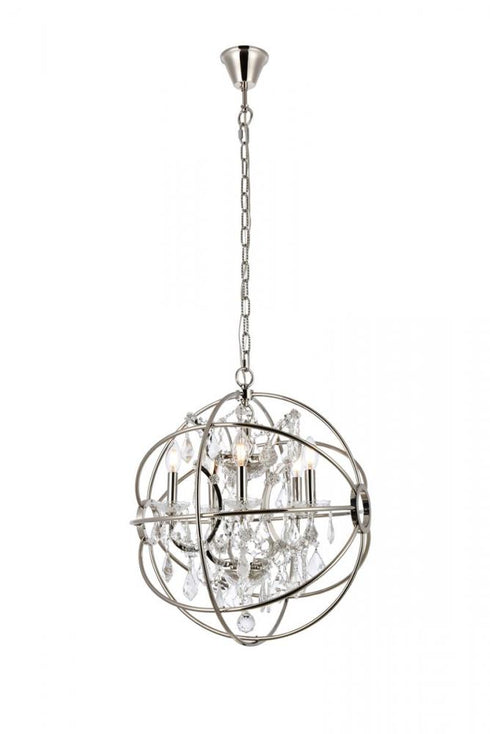 Elegant Lighting Geneva 5 light in Dark Bronze Pendant Golden Teak (Smoky) Royal Cut crystal Model: 1130D20DB-GT/RC
