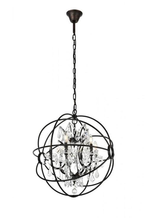 Elegant Lighting Geneva 6 light in Dark Bronze Chandelier Golden Teak (Smoky) Royal Cut crystal Model: 1130D25DB-GT/RC