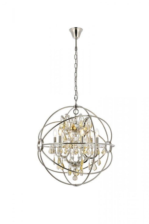 Elegant Lighting Geneva 6 light in Dark Bronze Chandelier Golden Teak (Smoky) Royal Cut crystal Model: 1130D25DB-GT/RC