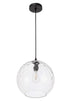 Elegant Lighting Gibson 1 light in Black and Clear glass pendant Model: LD2283