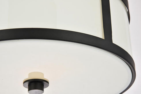 Elegant Lighting Hadrian 2 light 12 inch flat black flush mount in Flat Black and White Finish Model: LD6019