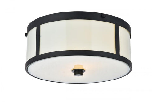 Elegant Lighting Hadrian 2 light 12 inch flat black flush mount in Flat Black and White Finish Model: LD6019