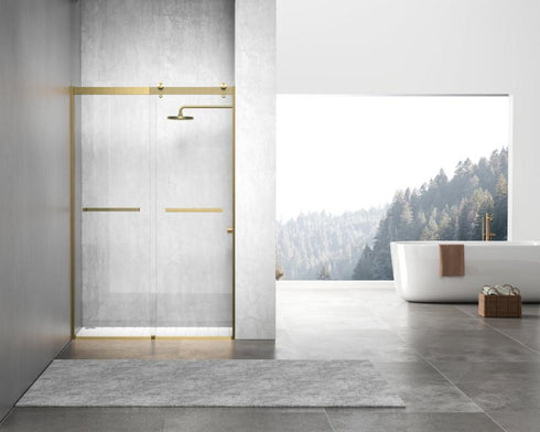 Elegant Lighting Hamilton Frameless Shower Door 48x76 in Brushed Gold Model: SD202-4876BGD