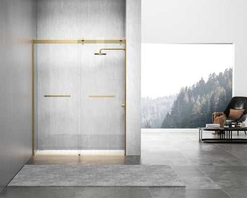 Elegant Lighting Hamilton Frameless Shower Door 48x76 in Brushed Gold Model: SD202-4876BGD