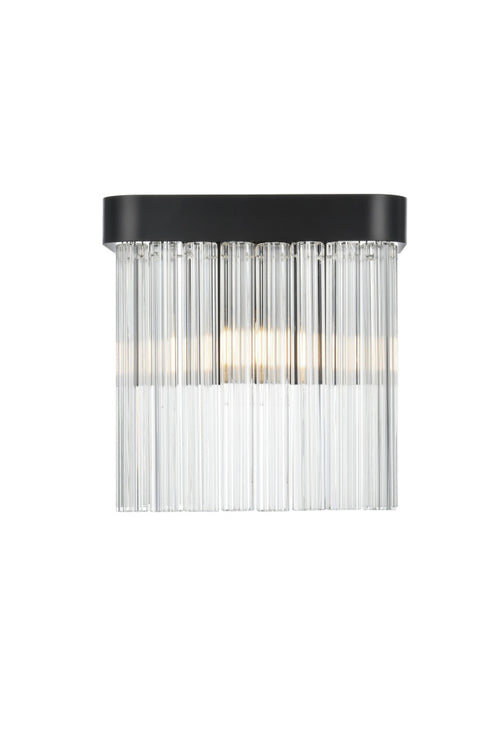 Elegant Lighting Harlow 1 Light Wall Sconce W9 Inch S4.7 Inch H9 Inch L1 Black in Black and Clear Finish Model: 1070W9BK