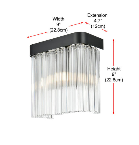 Elegant Lighting Harlow 1 Light Wall Sconce W9 Inch S4.7 Inch H9 Inch L1 Black in Black and Clear Finish Model: 1070W9BK
