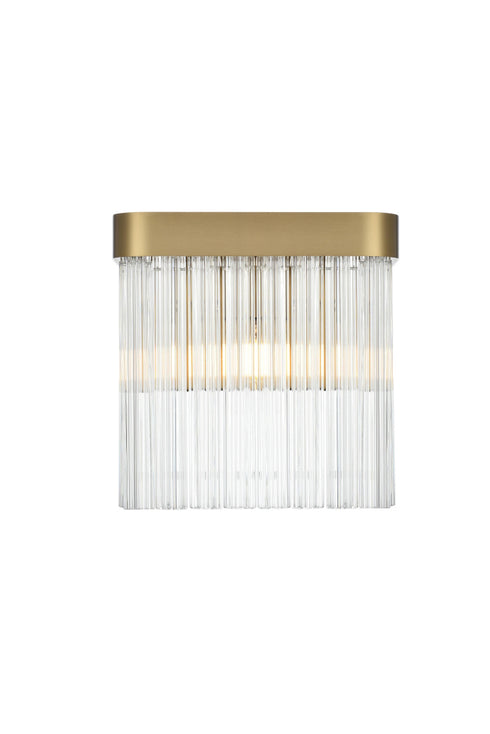 Elegant Lighting Harlow 1 Light Wall Sconce W9 Inch S4.7 Inch H9 Inch L1 Satin Gold in Satin Gold and Clear Finish Model: 1070W9SG